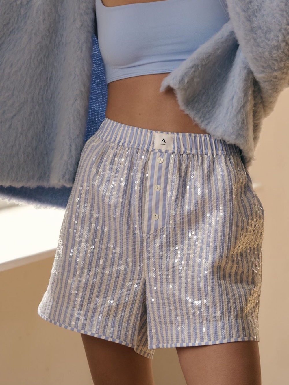 Anthropologie Sequin Wren Striped Boxer Shorts